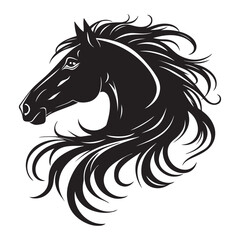 Majestic Horse Head Silhouette Icon - Black and White Horse Head Icon