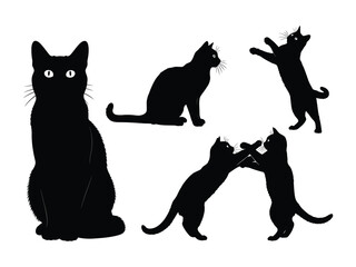  Playful Silhouette Cats Collection: A captivating collection of playful black cats, captured in graceful silhouette form, showcasing their diverse movements and personalities.