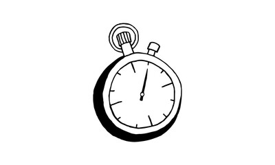 Black and White Stopwatch Illustration