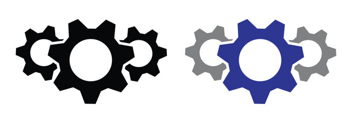 Gears shapes line icons. Flat machine gear icon. Wheel cogwheel vector. Simple outline isolated elements. Black gear.