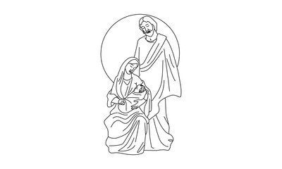 Nativity Scene Line Art