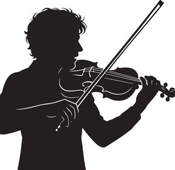 A silhouette of a violinist performing, passion for music, vector design
