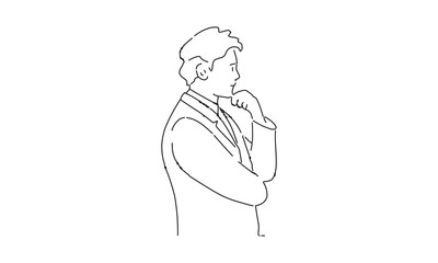 Pensive Profile – Hand-Drawn Line Art of a Thoughtful Person in Side View