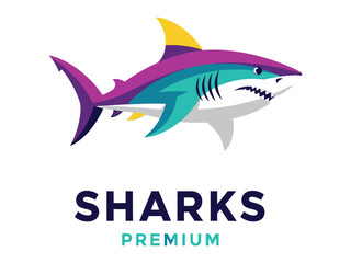 Predatory Artistry: a vibrant portrayal of the ocean's apex predator, in a meticulously designed vector graphic. This art piece seamlessly merges art.