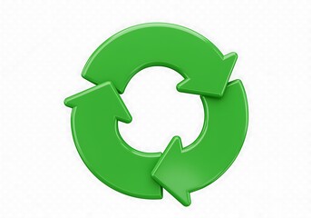 Green Recycle Symbol on White Background Promoting Environmental Awareness and Sustainable Practices in Business and Daily Life