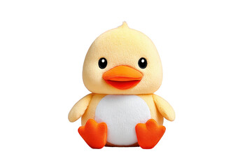 Cute Plush Duck Toy with Orange Beak and Feet on Transparent Background