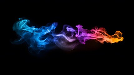 Obraz premium Abstract Colorful Smoke Swirls on Black Background