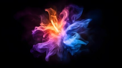 Fototapeta premium Abstract Colorful Smoke Swirls Against Black Background