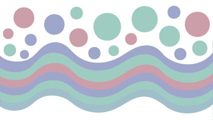 Pastel colored circles and wavy lines design creating a calming abstract background illustration art