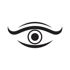 Obraz premium Black stylized eye icon with flowing lines, perfect for mystery, vision, or spiritual themes. Ideal for logos, tattoos, or artistic designs.