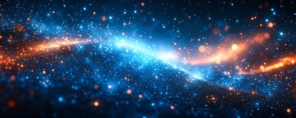 Colorful cosmic swirl of stars. A breathtaking swirl of stars and cosmic dust lights up the dark void of space with vibrant colors and patterns.