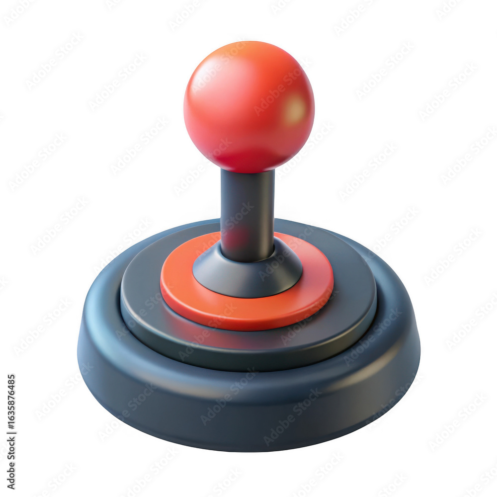 Poster 3d retro arcade joystick isolated on transparent background