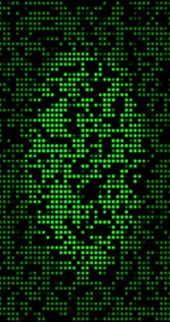 Green points moving in the screen. Loop. 4K Vertical