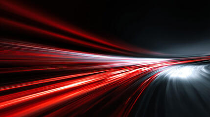 Dynamic red and silver light streaks creating a vibrant, futuristic abstract design for technology, innovation, and energy concepts