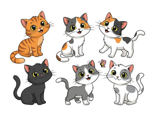 Playful Kitten Collection: An adorable ensemble of vibrant and cheerful kittens, each with unique markings, exuding joy and innocence, perfect for designs of all sorts.