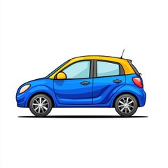 Blue and Yellow Pixel Art Car Illustration