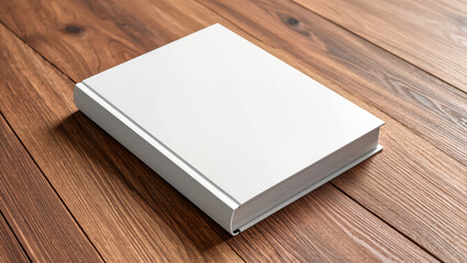 Fototapeta premium Blank book on wood, inviting creativity and imagination
