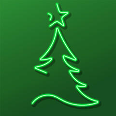 christmas tree neon sign, colorful modern design trends on black background. Vector illustration.
