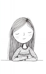 simple pencil sketch illustration doodle character cute minimal line drawing cartoon