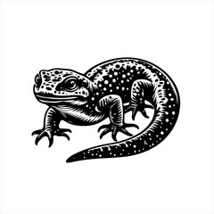 Obraz premium Black and white illustration of a gecko with spots