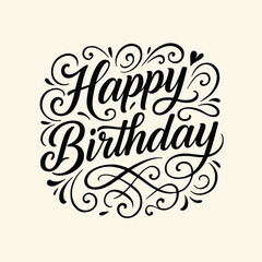 Hand drawn calligraphy happy birthday lettering