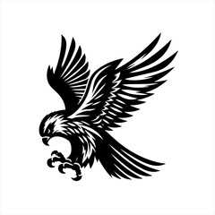 Obraz premium Stylized black eagle in flight with open talons and wings