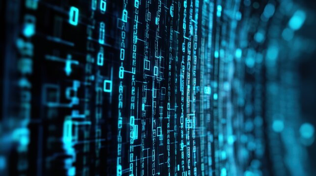 Abstract digital wall of binary code