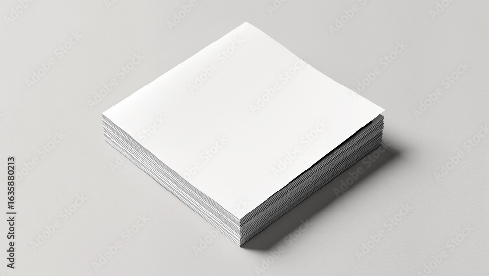 Poster stack of blank sheets on a minimalist surface ready for creativity