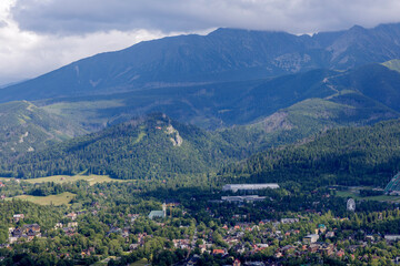 Fototapeta premium Panoramic view of a mountain town