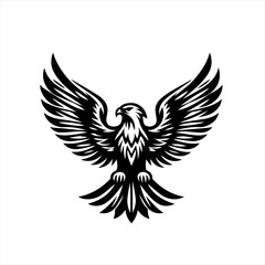 Fototapeta premium Stylized black eagle with spread wings in a powerful pose
