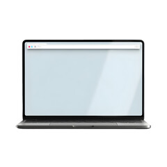 Modern silver laptop computer with a blank screen isolated on transparent background