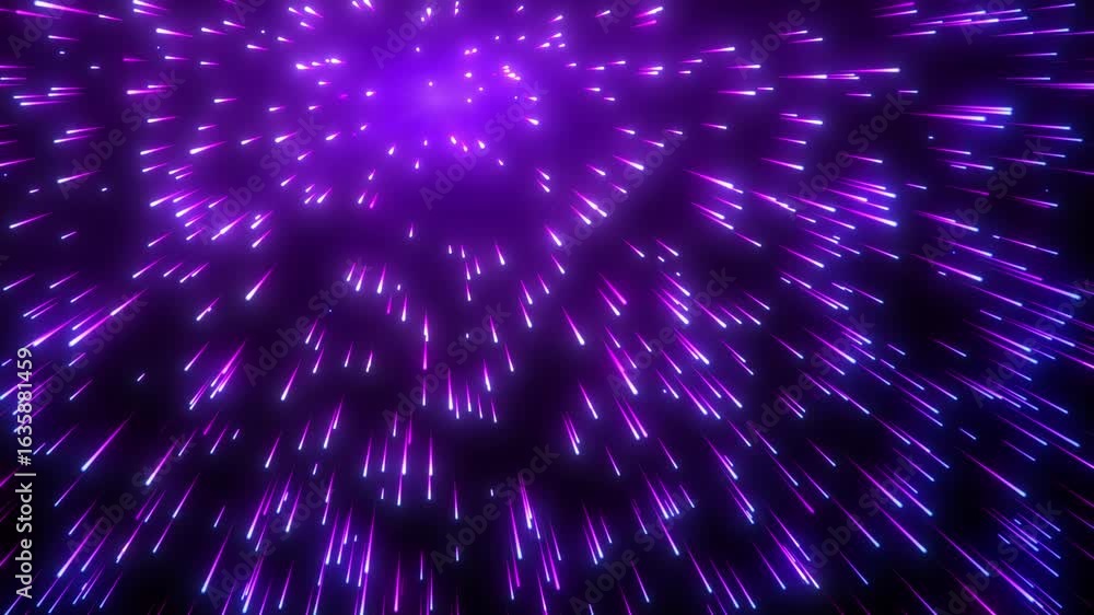 Aufkleber abstract digital background with glowing neon particles or bright light rays. movement of purple flo