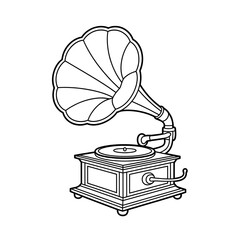 old gramophone with vinyl record
