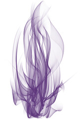 Elegant purple smoke swirls gracefully, isolated on transparent background, creating an ethereal...
