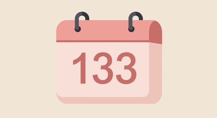 Tear-away calendar on a light background displays the number 133 for time-related use