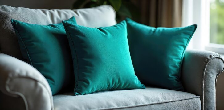 Luxurious Teal Velvet Cushion Plush Comfort and Elegance for Living Room Decor