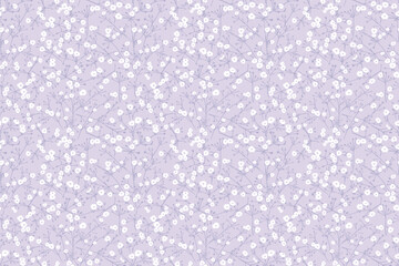 Delicate seamless pattern featuring tiny flowers with on thin, florals stems over a pastel background. Ornament for prints, fabrics, wallpapers, gift wrap, stationery, and designs.