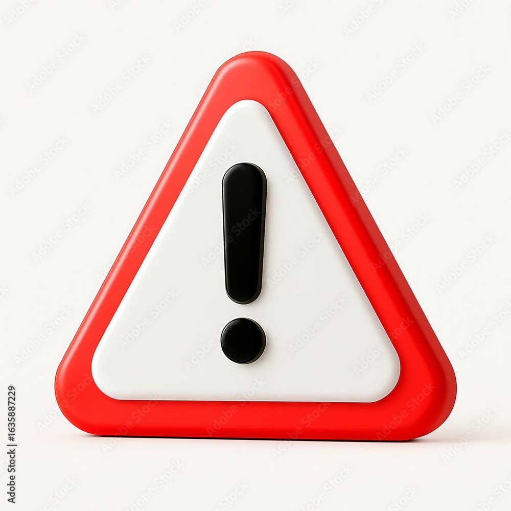 Poster red bordered warning triangle with black exclamation mark symbol