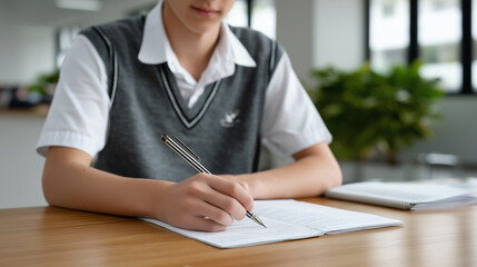 Stressed Student Concentrating During Exam