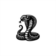 Fototapeta premium Stylized black and white cobra snake illustration