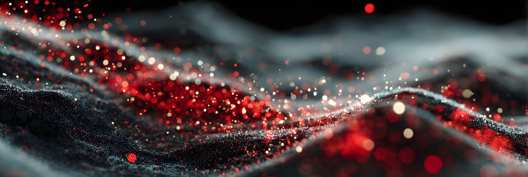 Modern high-quality digital data landscape with abstract smooth hills and red particles for professional marketing and technology innovation content - Powered by Adobe