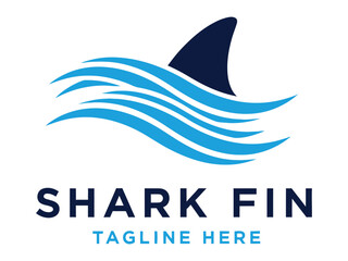 Oceanic Emblem: A captivating logo featuring a shark fin cutting through stylized waves. Bold typography below completes the design, creating a memorable and dynamic brand identity. 