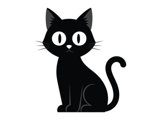 Playful Black Cat: A cute black cat with big, expressive eyes. It embodies charm and elegance, perfect for various design projects.