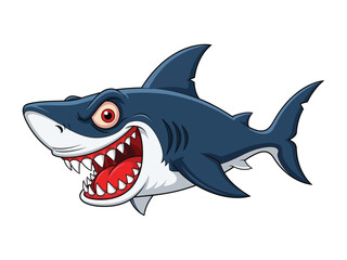 Menacing Marine Predator: A vividly illustrated shark with open jaws and menacing eyes, showcasing its sharp teeth in a dynamic and bold pose.