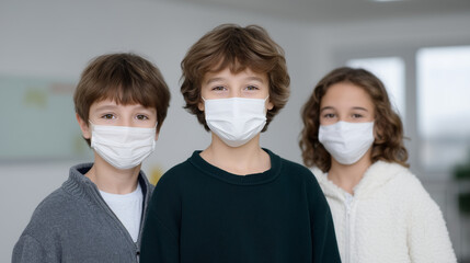 Students in Face Masks Embrace Back-to-School Safety