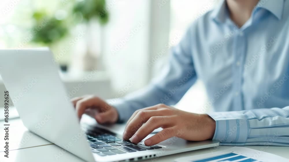 Poster working professional using computer for tasks