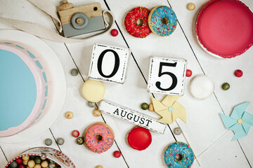 Birthday background with date from August