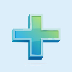 Obraz premium Modern Blue and Green Medical Cross Icon