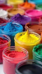 Vibrant, colorful food dyes in various shades and containers, ready for baking and cooking projects Perfect for culinary blogs, recipes, and food-related articles , yellow, white