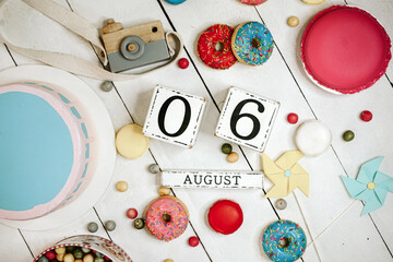 Birthday background with date from August
